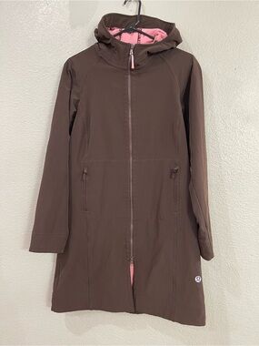 Lululemon Brown Hooded Long Jacket with Pink Lining